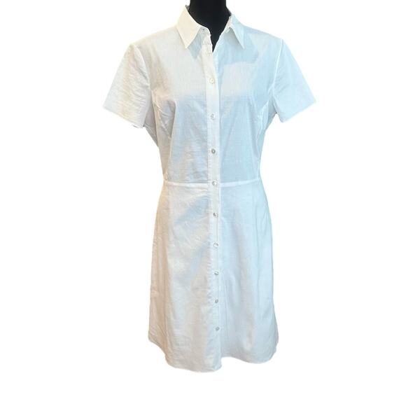 Theory White Linen Shirt Dress Button Minimalist Soft Girl Business Casual 10 - Picture 4 of 12